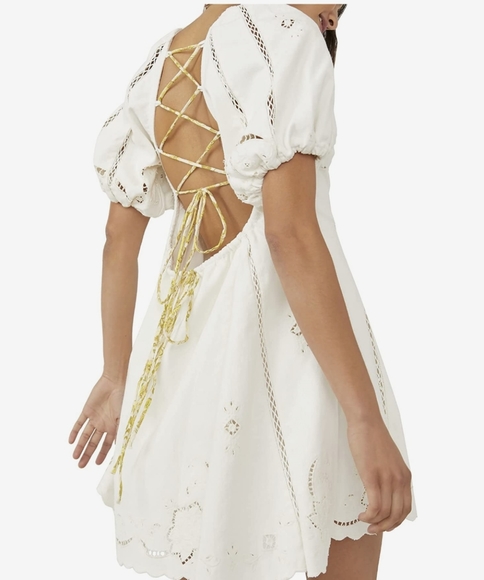 New Free People Wanna Dance Lace-Up Back Mini dress NWT XL - Picture 2 of 8